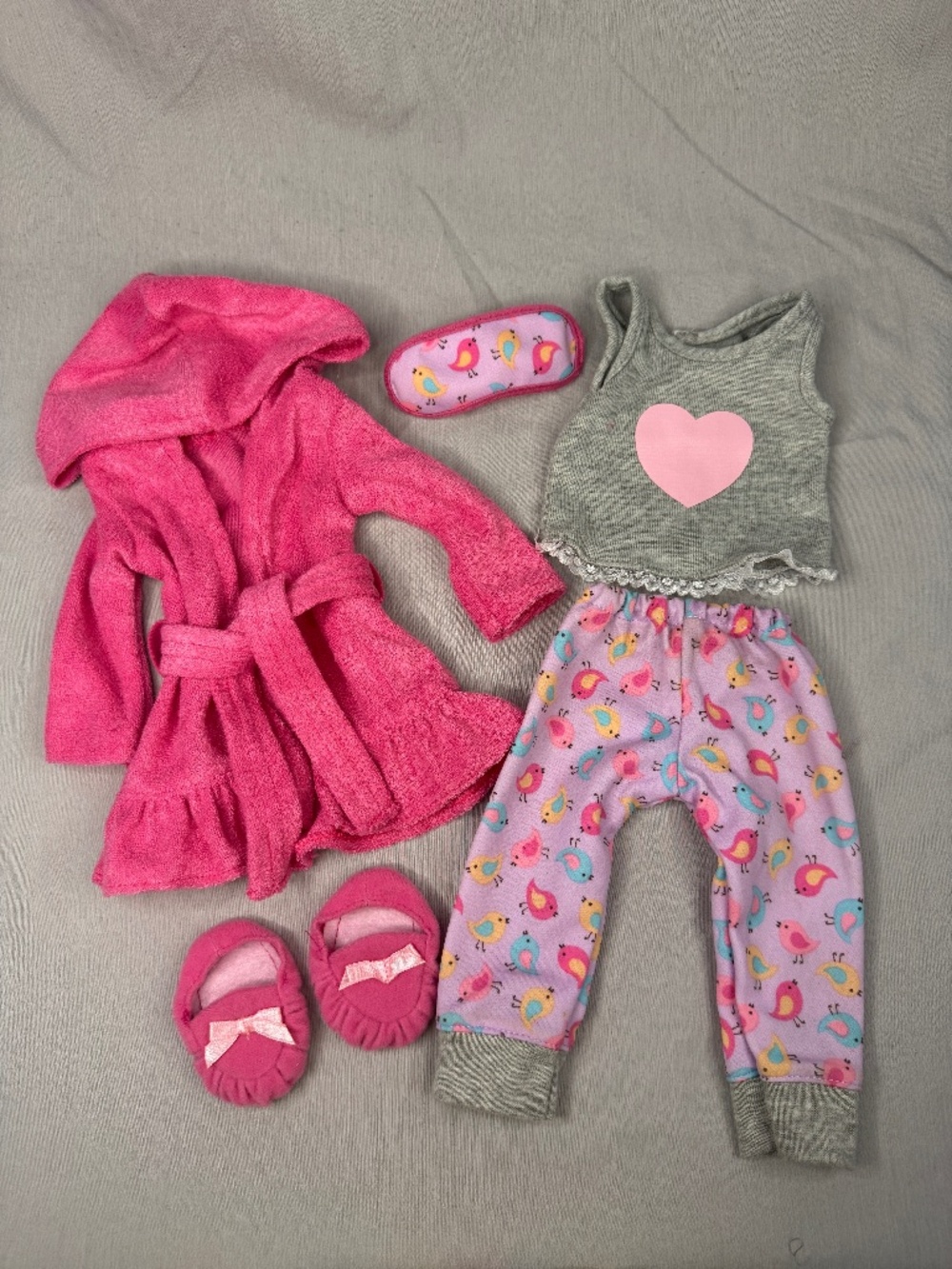 Outfit for 18” Doll – Birdie Pajamas w/ Housecoat & Slippers
